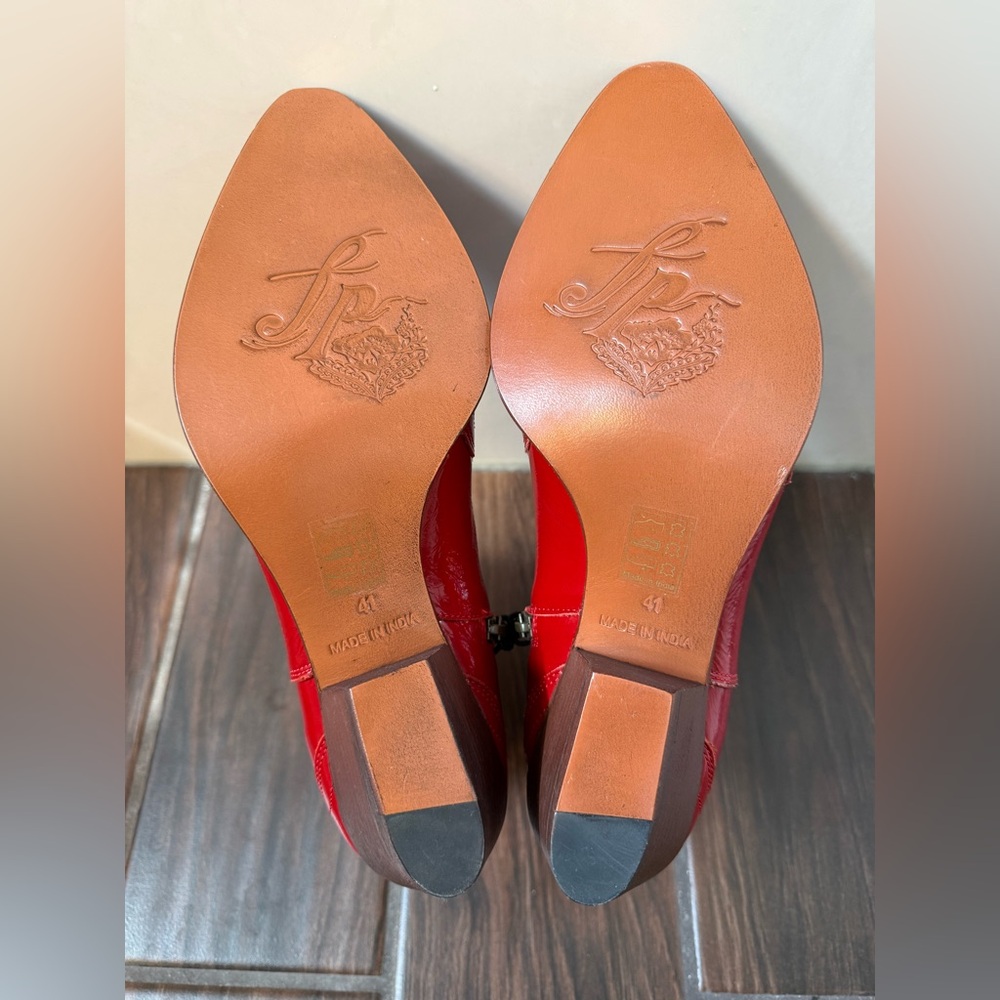 Free People New Frontier Red Leather Pointed-Toe Boots in size 10.5/41 - Picture 12 of 13